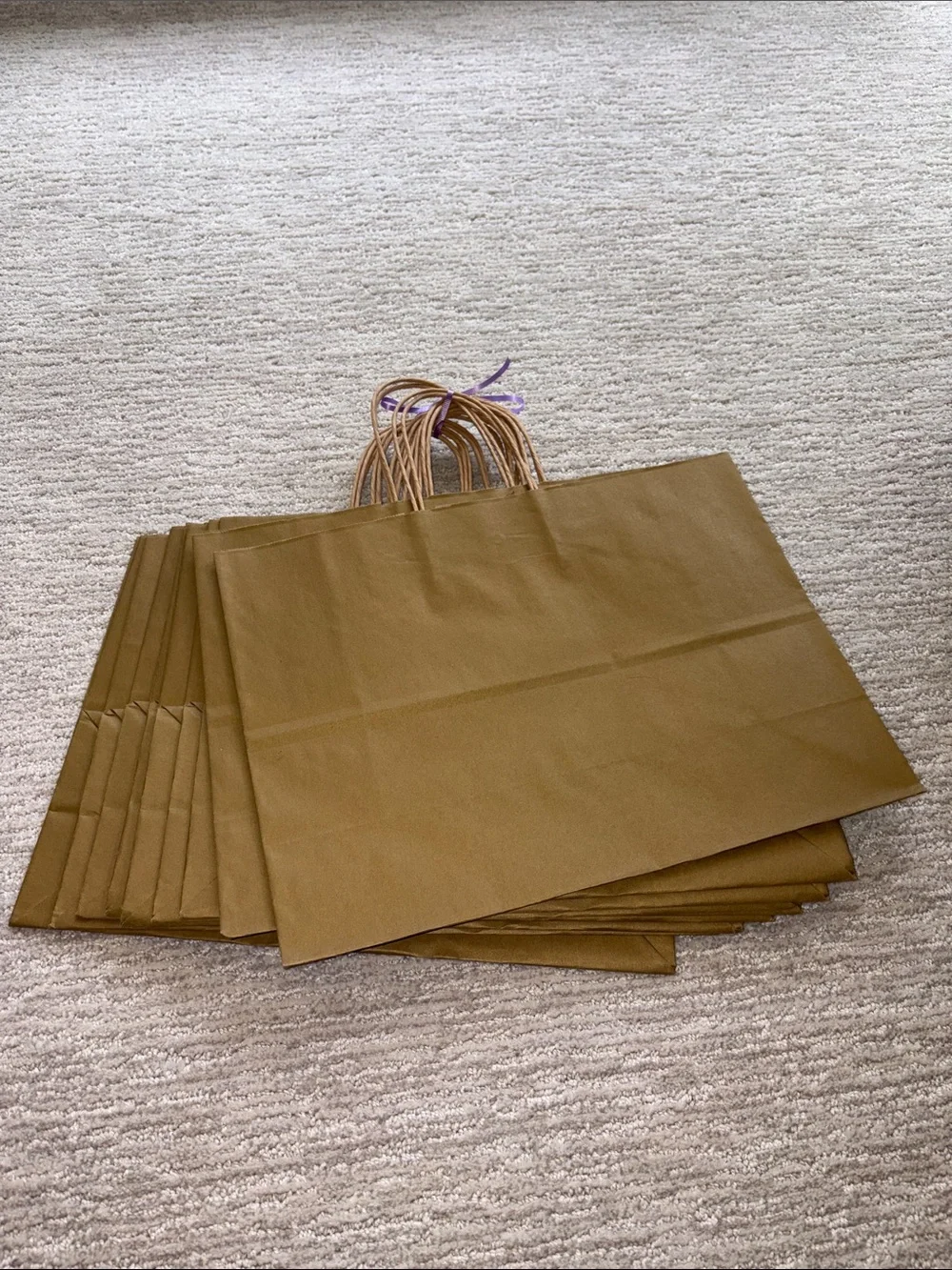 10 Gold Paper Gift Shopping Tote Bag with Twisted Handles Recycled Paper
